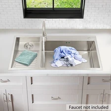 100*48cm Laundry Utility Sink w/ Washboard Stainless Steel Kitchen Sink+Faucet