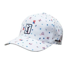 NEW PGA Tour Pro Series USA Print Adjustable Golf Hat Cap - Bright White