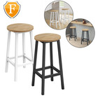 Hoher Barhocker Rund 65 cm Eiche Sonoma/Weiß mit Fußstütze Hocker Barstuhl SET