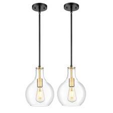 2 Pack Modern Pendant Lights Kitchen Island, Black and Gold Black Gold - 2PC