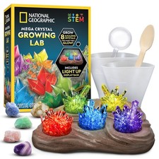 NATIONAL GEOGRAPHIC Mega Crystal Growing Kit for Kids- Grow 8 Crystals with L...