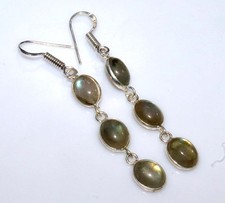 Long Fiery Labradorite 925 Silver Plated Earrings 2.2