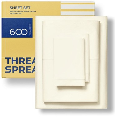 THREAD SPREAD Egyptian Cotton Sheets King Size - 600 Thread Count Sheets King...