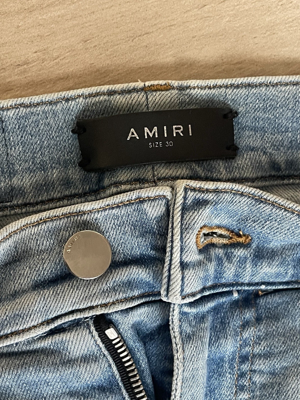 Amiri MX1 Biker Patch Jeans Clay Indigo Distressed Size 30 Authentic Rare image 6