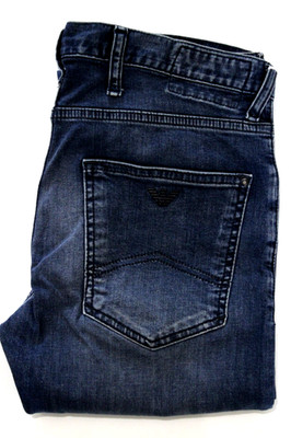 Emporio Armani J10 Extra Slim Herren Jeans W30 L34 Dunkelblau 9,5 oz Denim LEVK354