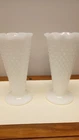 Vintage Pair of  White Milk Glass Hobnail  Vases Perfect For a Large Bouquet