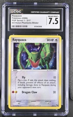 CGC 7.5 RAYQUAZA 3 HOLO POP SERIES 1 HOLON PHANTOMS BLISTER POKEMON NEAR MINT