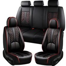 Leather Car Seat Covers Full Set Cushion For Dodge Ram 1500 2500 3500hd Black
