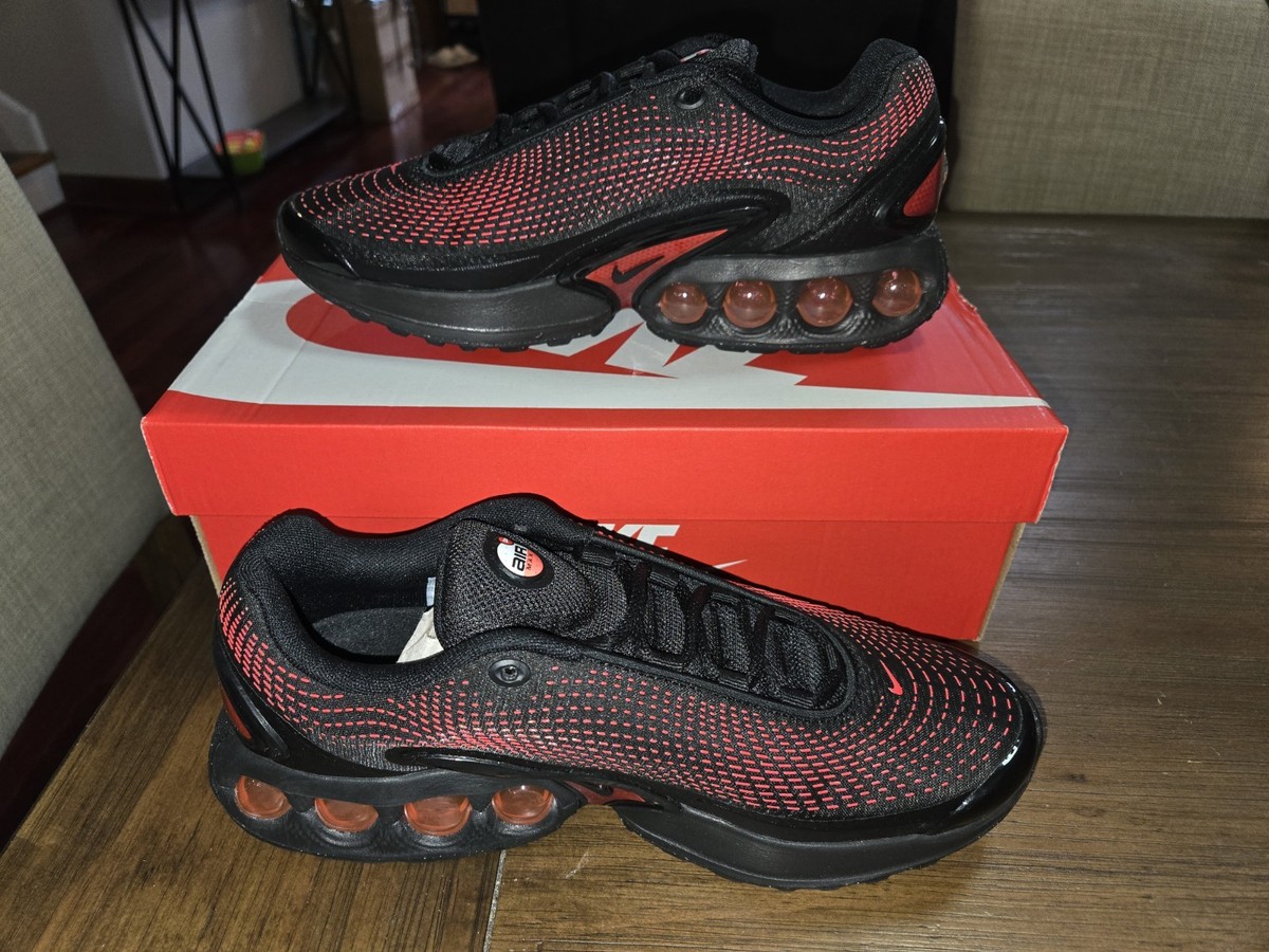 Nike Mens' Air Max DN Essential Sneakers - Black Bright Crimson HV5235-002 View 2