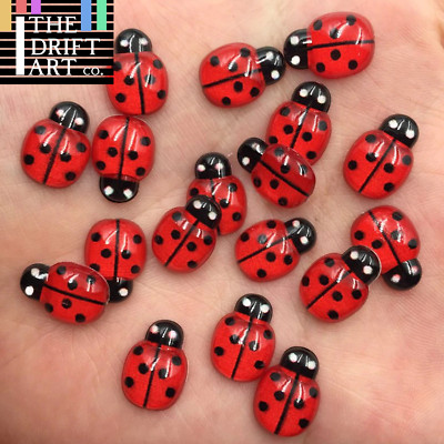 60pcs Resin Kawaii Colorful Red Ladybug Beetle Cabochon Miniature Art Toy Figure