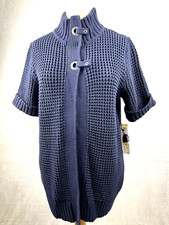 JONES NEW YORK Sport SS Cotton Blend Cardigan Women Sz M Navy