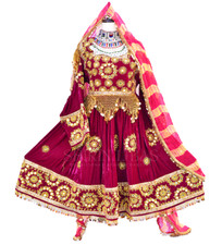 Afghan velvet Dress - Handmade - Beads work Traditional dress