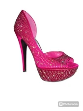 Bakers Show Stopper Pink Heels Sparkle 7M