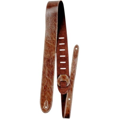 Perri's Italian Garment Leather Guitar Strap Premium Suede Backing Vntg Brown 2''
