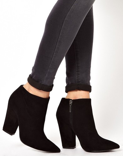 ankle boots zip block heel pointy 
