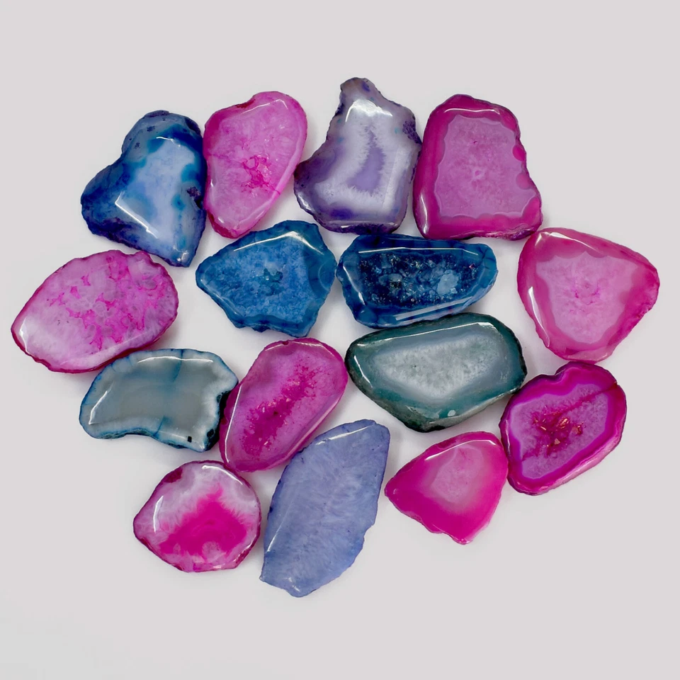 Rebanada natural de 264 quilates de ágata druzy forma de mezcla de piedras preciosas sueltas 19 a 29 mm BD717 Foto 2 de 2