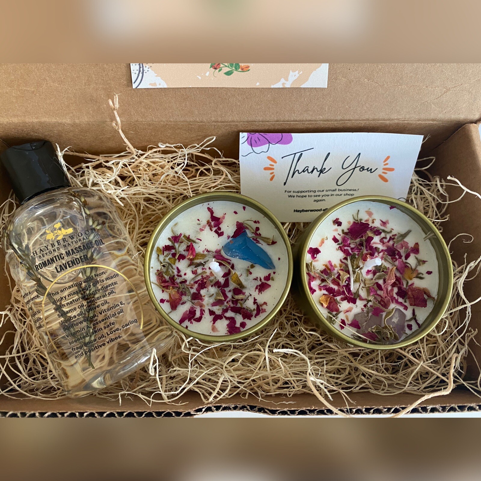Romantic Massage Oil Gift Set,Gift For Couples,Herbal & Crystal Soy