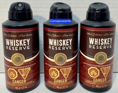 Bath & Body Works WHISKEY RESERVE Men's Collection Body Spray set of 3
