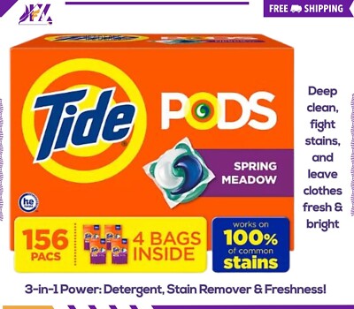 Tide PODS Laundry Detergent Pacs 156 ct- ( 3 in 1 ) Stain Remover, Spring Meadow