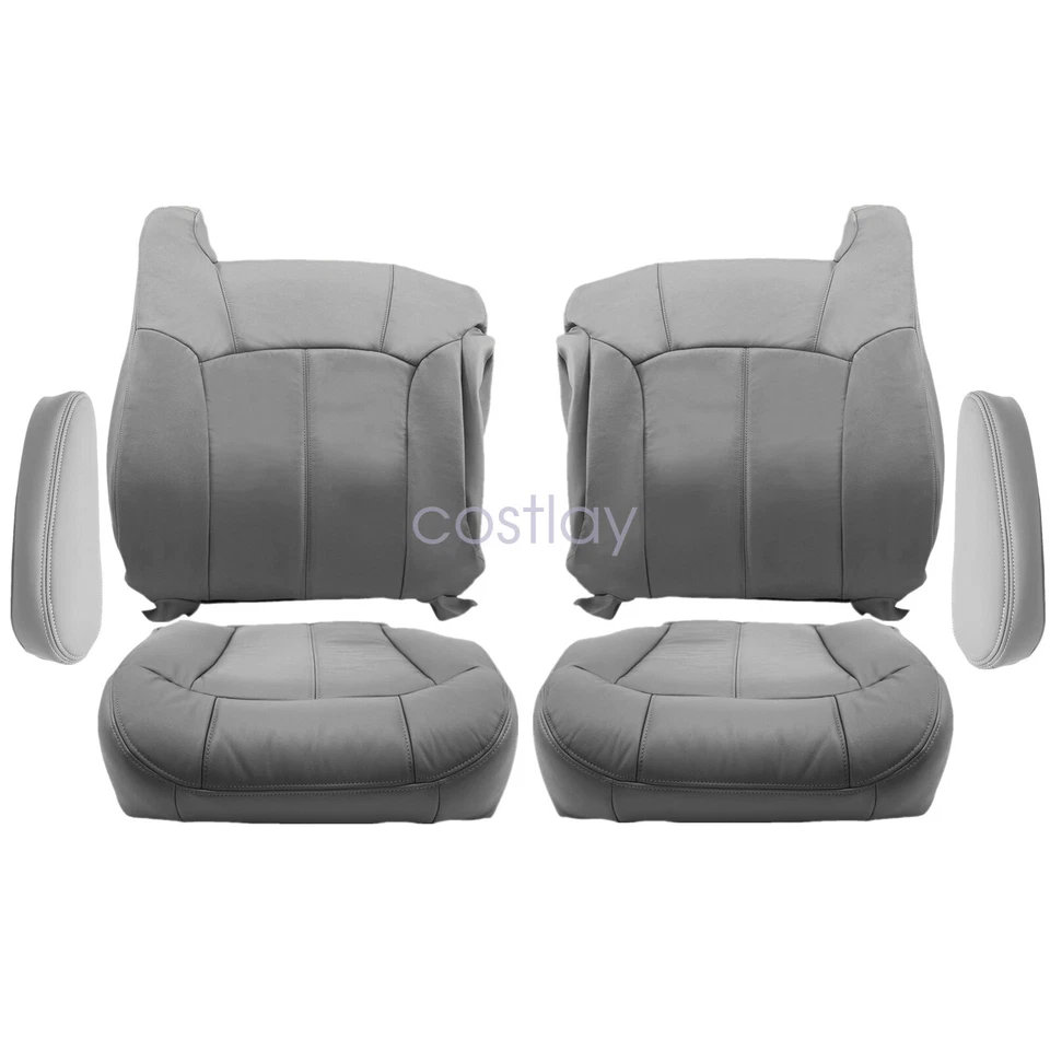 For 1999-2002 Chevy Tahoe Both Side Leather Seat Cover Armrest Cover Pewter Gray - Image 4 of 4