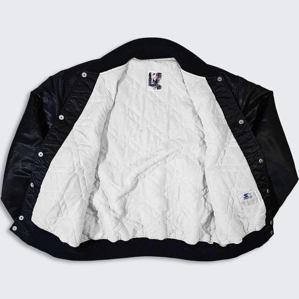 Miami Heat Vintage 90s Starter Satin Bomber Jacket - Black & Red NBA Basketball - Image 3 of 4