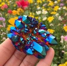 Natural Raw Rainbow Cluster Angel Aura  Titanium Geode Quartz Crystal Specimens