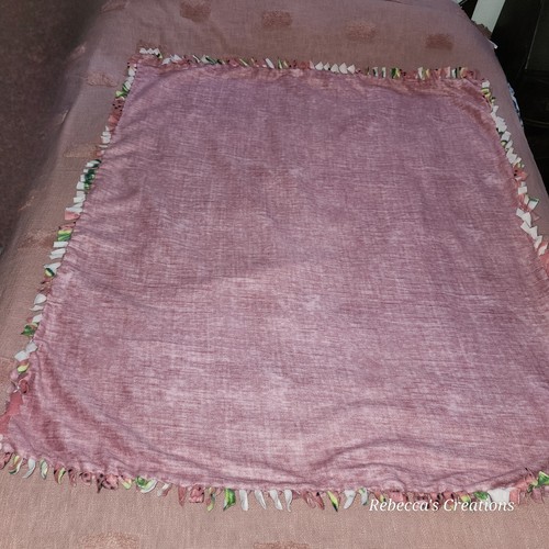 Summer Watermelon Crosshatch WARM HANDMADE 2 layer tie blanket/throw 52"× 59" - Picture 6 of 9