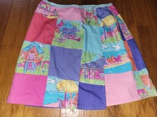 Girl's sz 12 Lilly Pulitzer reversible vintage wrap skirt elephants horses beach