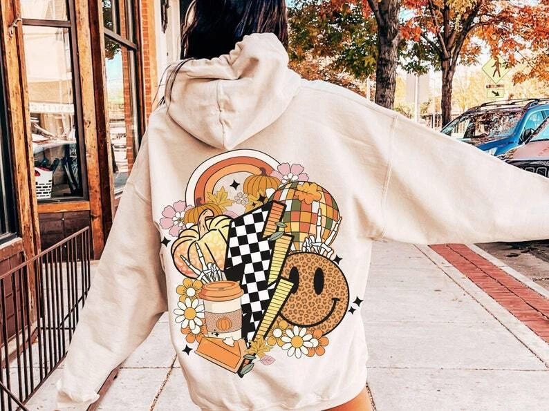 Fall vibes sublimation Sweatshirt, retro fall sublimation, smiley