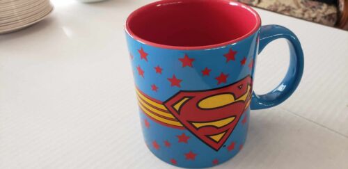 SUPERMAN Coffee Mug Cup Light Blue and Red Ceramic LOGO DC COMICS 12 Oz. - Picture 1 of 2