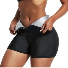 Pantaloncini donna sauna felpa modellante mezza coscia allenamento vita alta taglia S