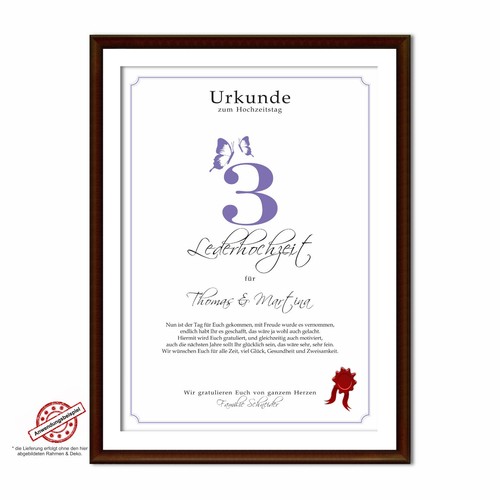 Hochzeitstag Geschenk Urkunde 1-80 Hochzeitstag Ehejubiläum wählbar - Bild 27 von 567
