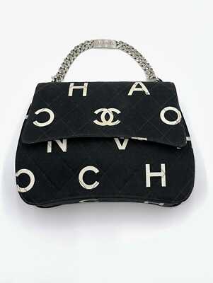 Chanel RARE Black and White CC Logo Bracelet Chain Flap Bag