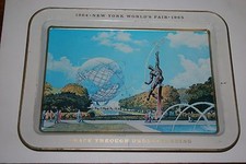  VINTAGE 1964-65 NEW YORK WORLD's FAIR  UNISPHERE SOUVENIR SERVING TRAY 11"X8"