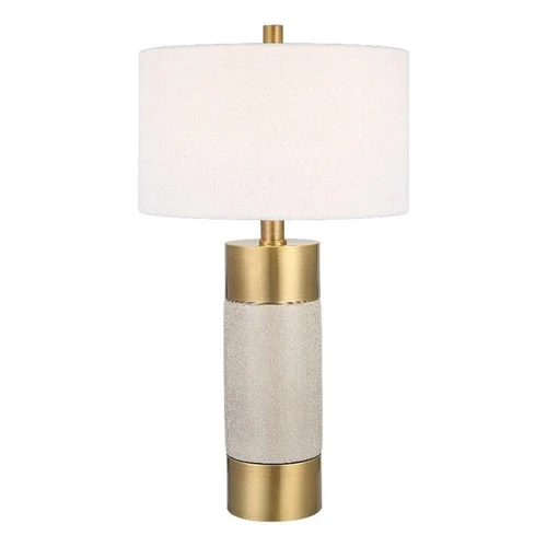 Uttermost Adelia Contemporary Metal Ceramic Fabric Table Lamp in Brass/Gold - Picture 1 of 7