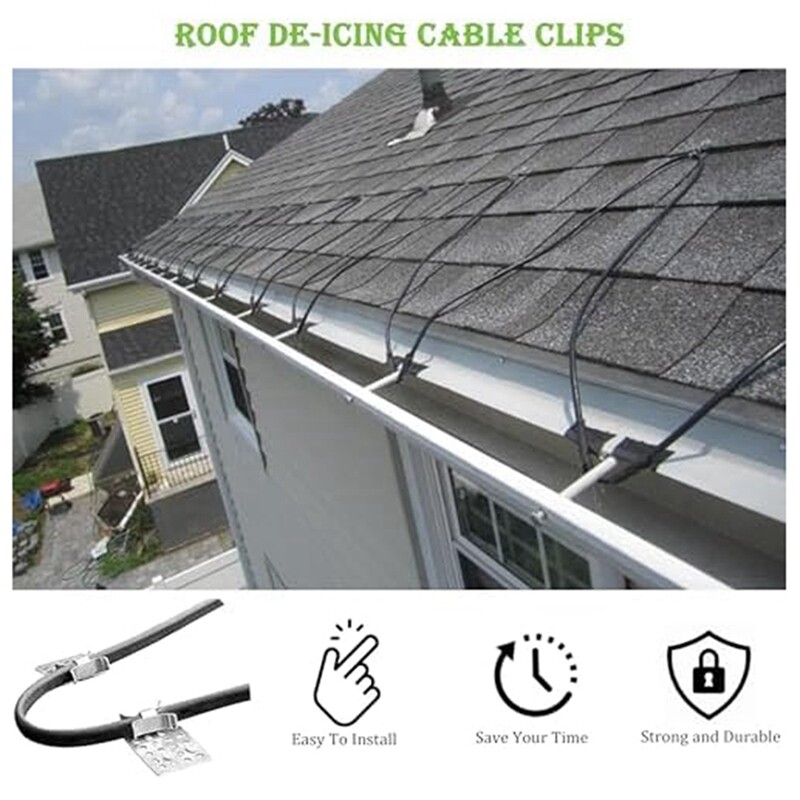 Roof DeIcing Cable Clips, 50 Pack Metal Clip, Heat Cable Roof Clip