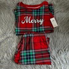 Joyspun Plaid Pajama Set Womens Size Small 4-6 Red Merry Pajamas Pjs Pockets