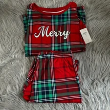 Joyspun Plaid Pajama Set Womens Size Small (4-6) Red Merry Pajamas Pjs Pockets
