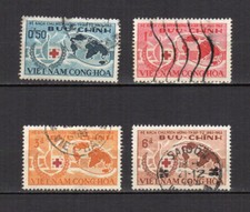 Vietnam du Sud la Croix-Rouge série 4 timbres oblitérés /TE3348