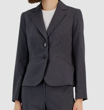 Le Suit Women's Gray Two-Button Pinstriped Suit Separate Jacket Size 10P