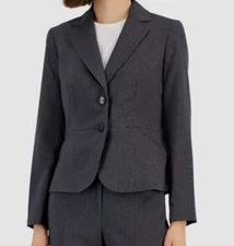 Le Suit Women's Gray Two-Button Pinstriped Suit Separate Jacket Size 10P
