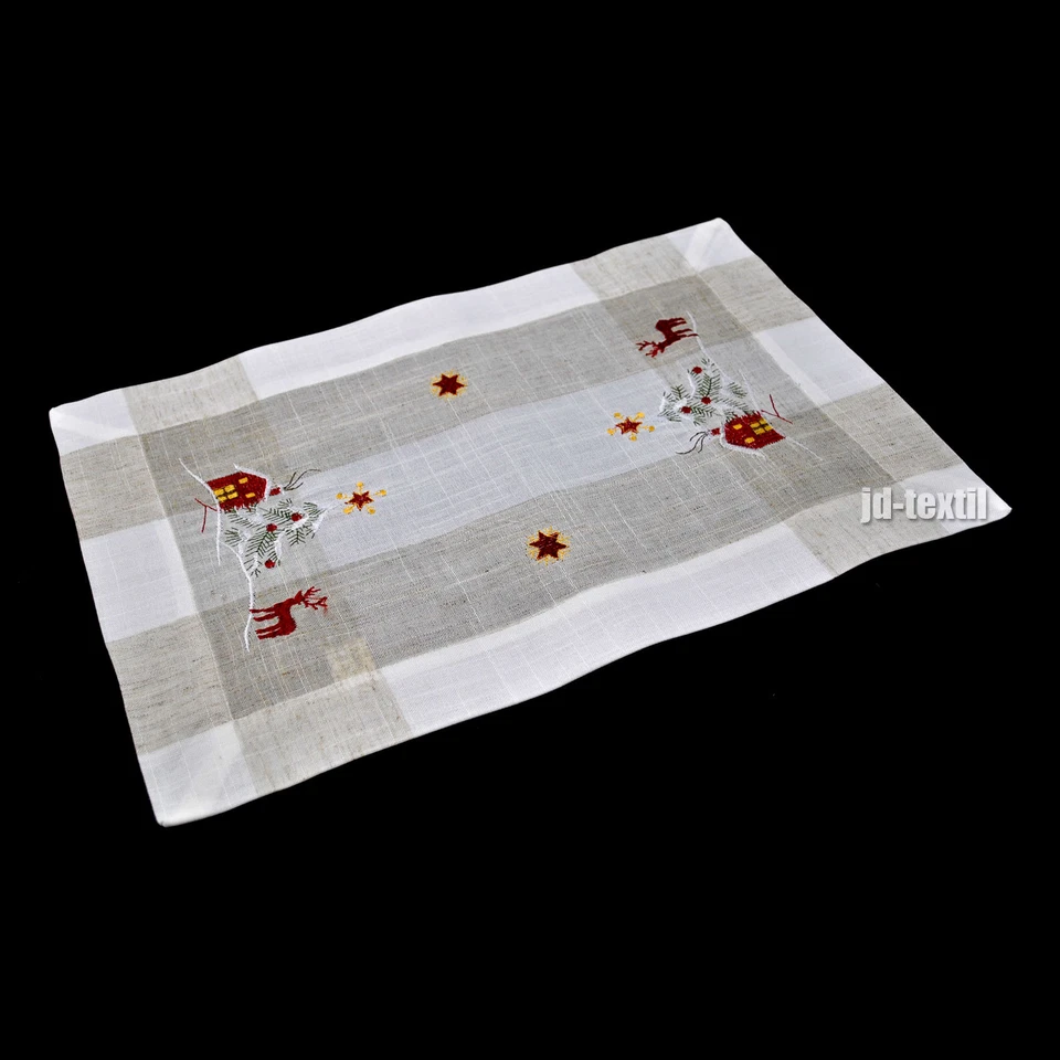 Weihnachten Tischdecke Tischläufer Tischband Mitteldecke Deckchen Leinen Rentier