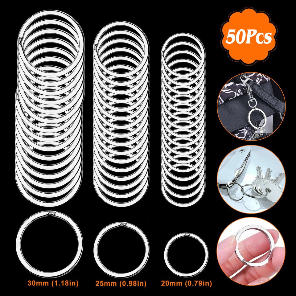 50pcs Round Key Ring 20/25/30mm Rustproof Split Ring Keychain Stainless ...