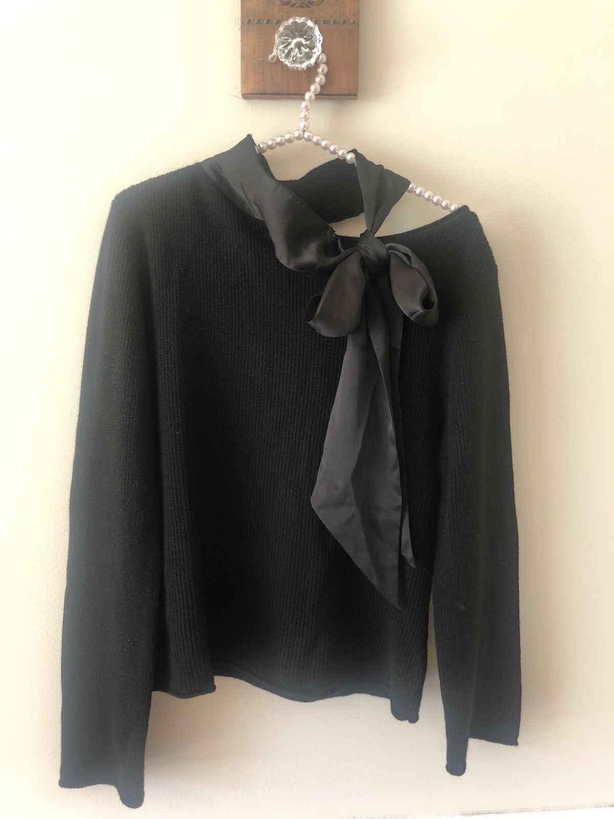 Millie Tie Neck Cashmere Sweater Black 