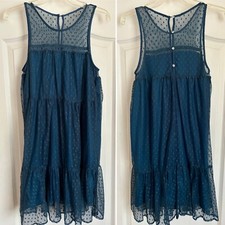 Mi Ami~Teal Blue Sleeveless Lace/mesh Dress~Sz M~Francesca’s