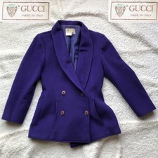 GUCCI Cashmere Wool Double Breasted Jacket Purple M Vintage Used From Japan