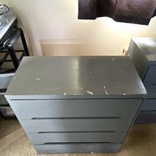 Grey Painted Wood Chest of (4) Drawers Freestanding 76 x 76 x 42cm (2 available)