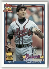 1991 TOPPS #329 DAVE JUSTICE ATLANTA BRAVES