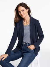 Talbots Aberdeen Blazer Jacket Size 10 Navy Blue Single-Button patch Pockets