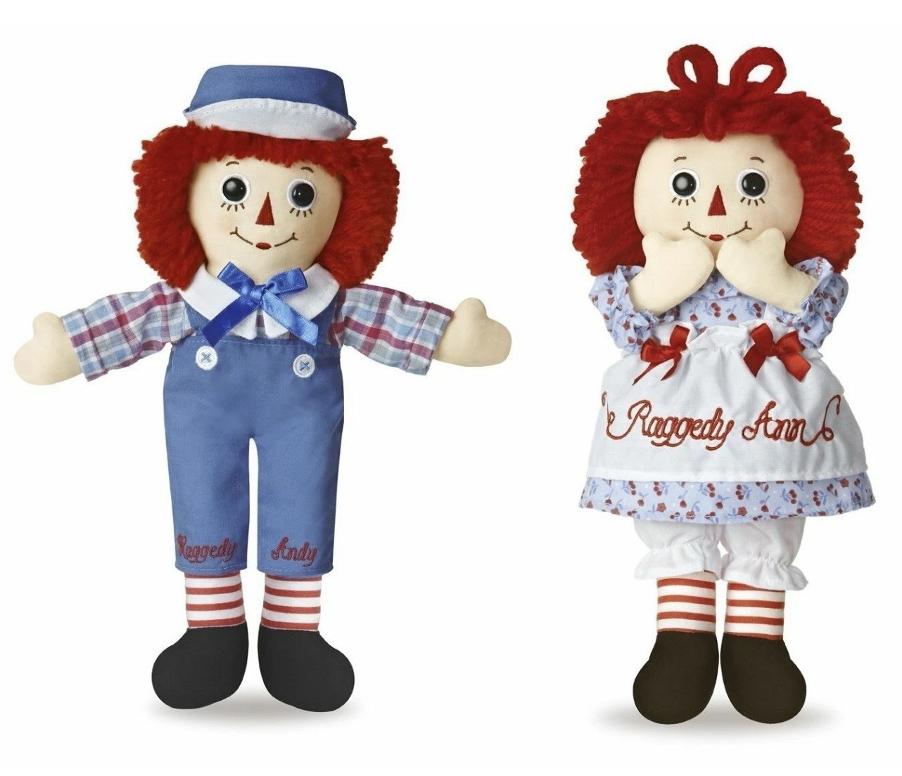 Raggedy Ann & Andy 12'' Classic Rag Dolls Set of 2 by Aurora World NEW A9